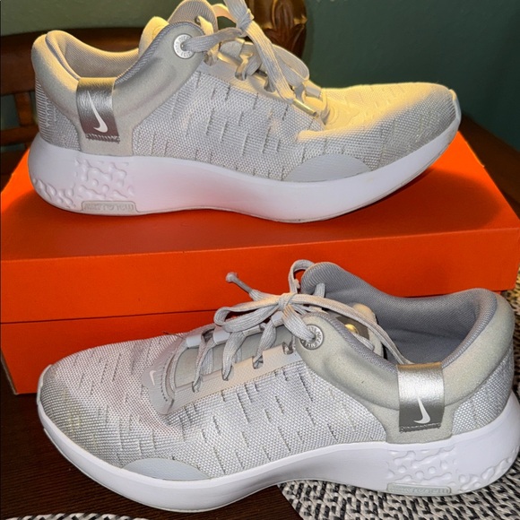 Nike Shoes - Nike Women's Renew Serenity Run , Silver and White Sneakers #DB0522-001